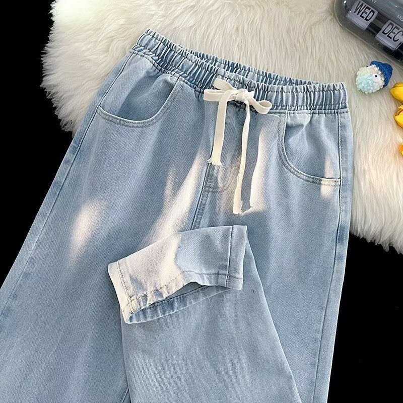 Elastic Waist Jeans For Men, High-End, Straight, Loose, American High Street, Retro , Style - Image 5